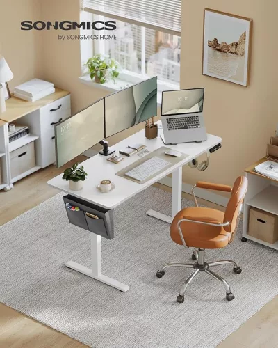 Birou reglabil electric, 60 x 140 x 72-120 cm, alb nori
