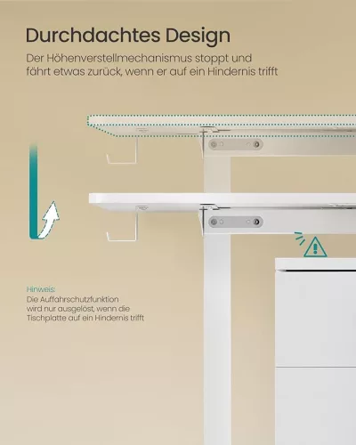Birou reglabil electric, 60 x 140 x 72-120 cm, alb nori