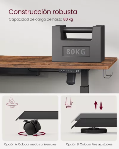 Birou reglabil electric 70 x 160 x (72-120) cm