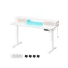 Masă birou reglabil electric cu suport monitor, alb 140 x 60 x (83-131) cm