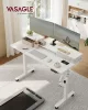 Masă birou reglabil electric cu suport monitor, alb 140 x 60 x (83-131) cm