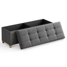   Puf pliabil cu spațiu de depozitare, suport pentru picioare, gri închis 110x38x40 cm