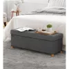 Puf pliabil cu spațiu de depozitare, suport pentru picioare, gri închis 110x38x40 cm
