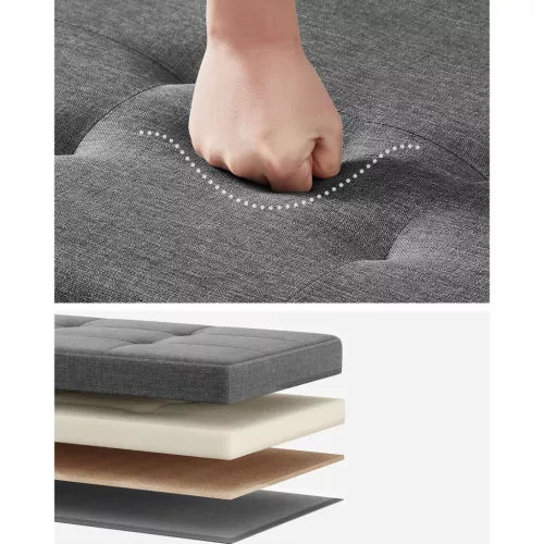 Puf pliabil cu spațiu de depozitare, suport pentru picioare, gri închis 110x38x40 cm