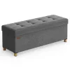 Puf pliabil cu spațiu de depozitare, suport pentru picioare, gri închis 110x38x40 cm