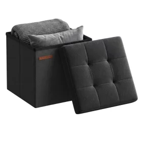   Puf, cu depozitare, cu aspect de pânză, pliabil, 22 L, negru, 30 x 30 x 30 cm