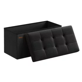 Puf pliabil cu depozitare, negru cerneală 76x38x38cm