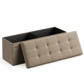 Puf pliabil din material textil, maro nisipos 110x38x38cm