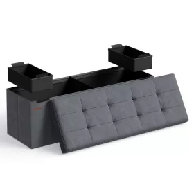   Puf pliabil din catifea, suport pentru picioare, antracit, 110x38x38 cm