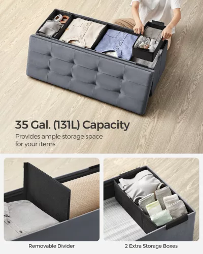 Puf pliabil din catifea, suport pentru picioare, antracit, 110x38x38 cm