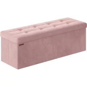 Puf de depozitare pliabil din catifea, taburet, roz