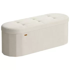   Canapea pliabilă cu depozitare, suport pentru picioare, catifea, alb spion 38x110x38cm