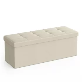   Puf pliabil cu capac, căptușit, din țesătură imitație de in, 120L, bej 110x38x38cm