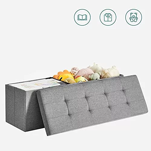 songmics-puf-pliabil-cu-spatiu-de-depozitare-din-panza-gri-110x38x38cm