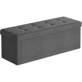   Puf pliabil din pânză, cu depozitare, otoman deschizabil, gri închis 110x38x38cm