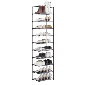   Raft depozitare pantofi cu cadru metalic cu 10 niveluri, gri 45x28x173cm