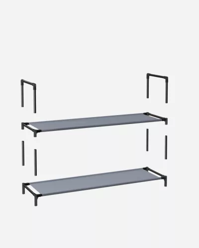 Raft depozitare pantofi cu cadru metalic cu 10 niveluri, gri 45x28x173cm