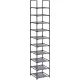 Suport pantofi 10 niveluri, cadru metalic, gri 33x33x173cm