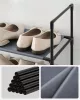 Suport pantofi 10 niveluri, cadru metalic, gri 33x33x173cm