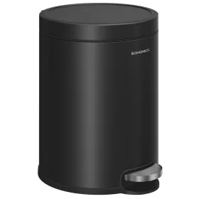   Coș de gunoi pentru baie, 6 L, cu pedală, cu închidere lentă, negru, 21 x 26 x 28 cm