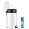 Coș de gunoi rotund, 20L, metal, pedală, cu găleată interioară detașabilă, alb