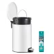 Coș de gunoi rotund, 20L, metal, pedală, cu găleată interioară detașabilă, alb