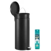 Coș de gunoi rotund 30L, pedală, oțel, închidere silențioasă, negru 29.5 x 37.1 x