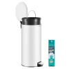 Coș de gunoi rotund, 30L, pedală, oțel, cu găleată din plastic, închidere