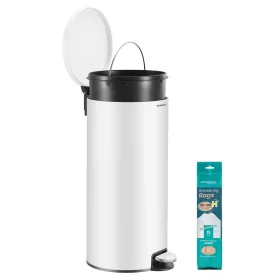  Coș de gunoi rotund, 30L, pedală, oțel, cu găleată din plastic, închidere