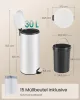 Coș de gunoi rotund, 30L, pedală, oțel, cu găleată din plastic, închidere