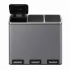 Coș de gunoi selectiv 3x18L, gri mat, cu 15 saci de gunoi