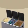 Coș de gunoi selectiv 3x18L, gri mat, cu 15 saci de gunoi