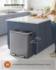 Coș de gunoi selectiv 2x30L, metalic, 2 compartimente, pedală, închidere silențioasă, antracit