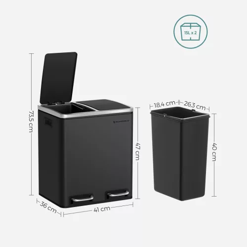 songmics-cos-de-gunoi-selectiv-2-x-15l-pedala-otel-cerneala-neagra