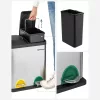 Coș de gunoi selectiv, 30L, 2x15L, cu găleți interioare, pedale codificate prin culori, argintiu și