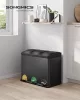 Coș de gunoi de bucătărie SONGMICS, cu trei piese, acționat cu pedală, metal, negru