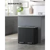 Coș de gunoi cu două compartimente, 2 x 24L, pedală, negru, 58.5 x 32 x 55 cm