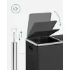 Coș de gunoi cu două compartimente, 2 x 24L, pedală, negru, 58.5 x 32 x 55 cm