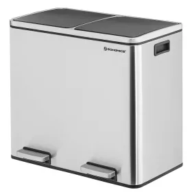   Coș de gunoi selectiv 2x24L, pedală, închidere silențioasă, negru 40x30x60cm