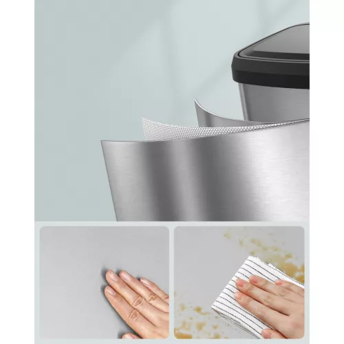 Konyhai szemetes 50L, pedálos, fém, fedéllel, ezüst és fekete