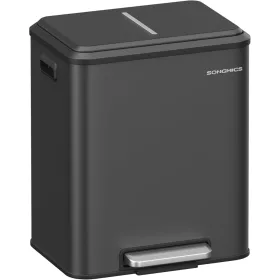   Coș de gunoi selectiv 2x15L, acționat cu pedală, oțel inoxidabil, etanș, 41x31x47cm
