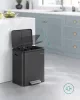 Coș de gunoi selectiv 2x15L, acționat cu pedală, oțel inoxidabil, etanș, 41x31x47cm