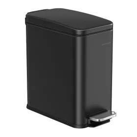  Coș de gunoi pentru baie, 5L, cu capac, pedală, oțel, negru 25x25x30cm