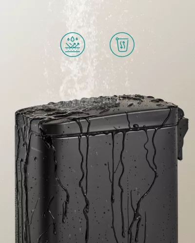 Coș de gunoi pentru baie, 5L, cu capac, pedală, oțel, negru 25x25x30cm