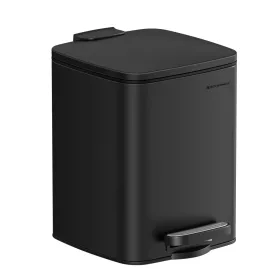   Coș de gunoi de bucătărie, acționat cu pedală, oțel, cu găleată interioară, închidere silențioasă, 6L, negru