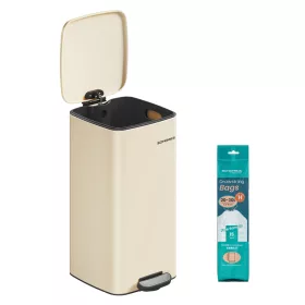   Coș de gunoi de bucătărie, 30L, oțel inoxidabil, bej nisipos