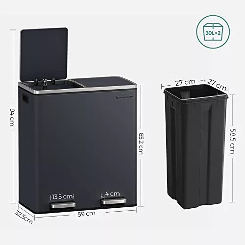 songmics-cos-de-gunoi-selectiv-2x30l-gri