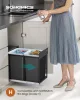 Coș de gunoi selectiv, 2x20L, încorporat, extragere lină, oțel, negru cerneală