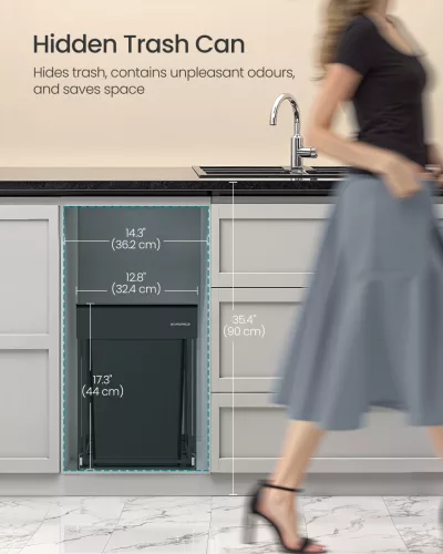 Coș de gunoi selectiv, 2x20L, încorporat, extragere lină, oțel, negru cerneală