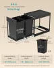 Coș de gunoi selectiv, 2x20L, încorporat, extragere lină, oțel, negru cerneală